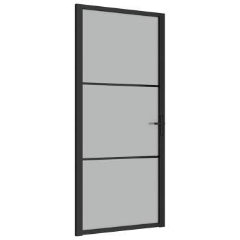 Innentür 93x201,5 cm Schwarz Mattglas und Aluminium