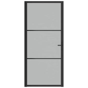 Innentür 93x201,5 cm Schwarz Mattglas und Aluminium