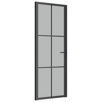 Innentür 76x201,5 cm Schwarz Mattglas und Aluminium