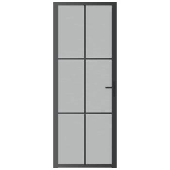 Innentür 76x201,5 cm Schwarz Mattglas und Aluminium