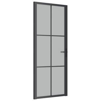 Innentür 83x201,5 cm Schwarz Mattglas und Aluminium