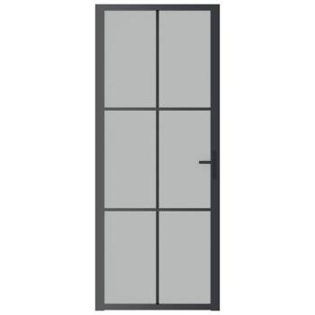 Innentür 83x201,5 cm Schwarz Mattglas und Aluminium