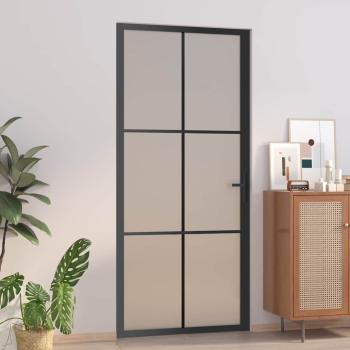 ARDEBO.de - Innentür 93x201,5 cm Schwarz Mattglas und Aluminium