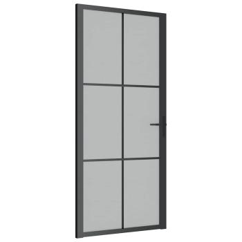 Innentür 93x201,5 cm Schwarz Mattglas und Aluminium