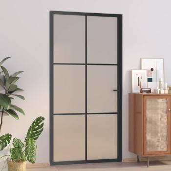 ARDEBO.de - Innentür 102,5x201,5 cm Schwarz Mattglas und Aluminium