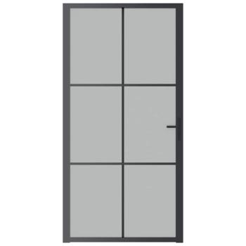 Innentür 102,5x201,5 cm Schwarz Mattglas und Aluminium