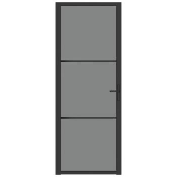 Innentür 76x201,5 cm Schwarz ESG-Glas und Aluminium