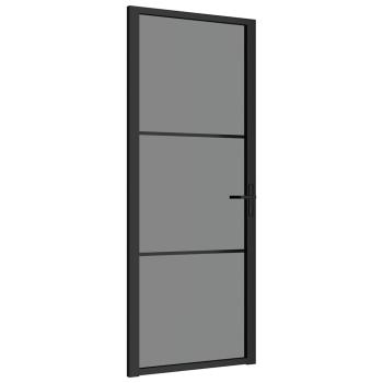 Innentür 83x201,5 cm Schwarz ESG-Glas und Aluminium