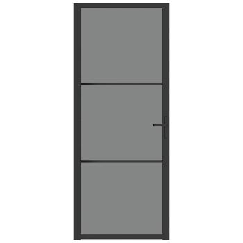 Innentür 83x201,5 cm Schwarz ESG-Glas und Aluminium