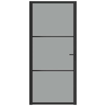 Innentür 93x201,5 cm Schwarz ESG-Glas und Aluminium