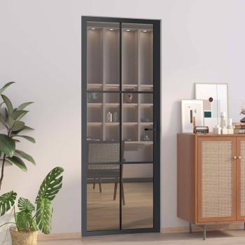 ARDEBO.de - Innentür 76x201,5 cm Schwarz ESG-Glas und Aluminium