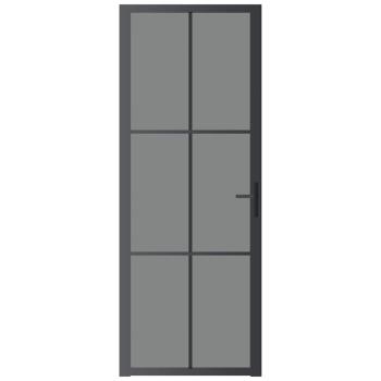 Innentür 76x201,5 cm Schwarz ESG-Glas und Aluminium
