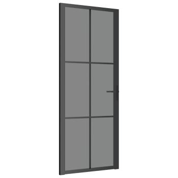 Innentür 83x201,5 cm Schwarz ESG-Glas und Aluminium