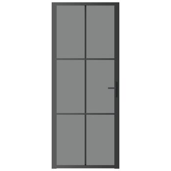 Innentür 83x201,5 cm Schwarz ESG-Glas und Aluminium
