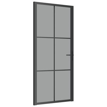 Innentür 93x201,5 cm Schwarz ESG-Glas und Aluminium
