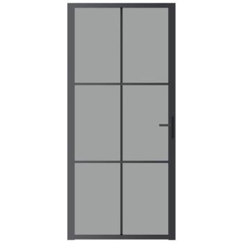 Innentür 93x201,5 cm Schwarz ESG-Glas und Aluminium