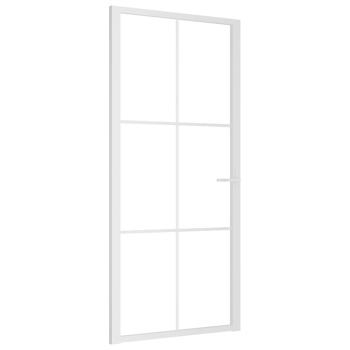 Innentür 93x201,5 cm Weiß ESG-Glas und Aluminium