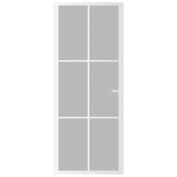 Innentür 83x201,5 cm Weiß Mattglas und Aluminium