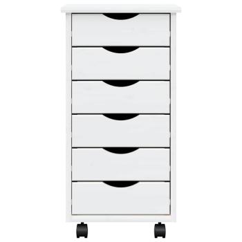 Rollschrank mit Schubladen MOSS Weiß Massivholz Kiefer