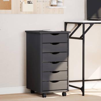 ARDEBO.de - Rollschrank mit Schubladen MOSS Grau Massivholz Kiefer