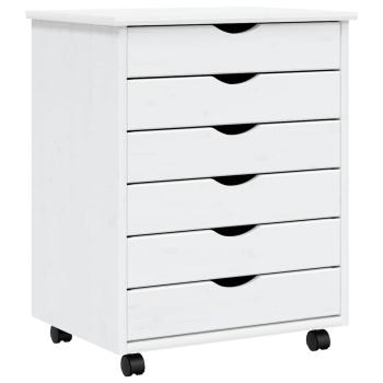 Rollschrank mit Schubladen MOSS Weiß Massivholz Kiefer