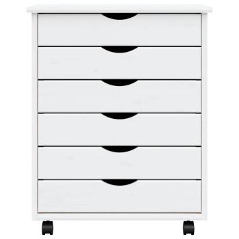 Rollschrank mit Schubladen MOSS Weiß Massivholz Kiefer