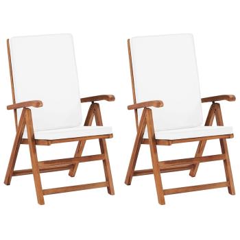 ARDEBO.de - Klappbare Liegest?hle mit Kissen, 2 St?ck, Massivholz Teak, Creme