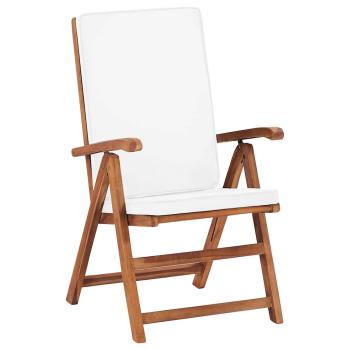 Klappbare Liegest?hle mit Kissen, 2 St?ck, Massivholz Teak, Creme
