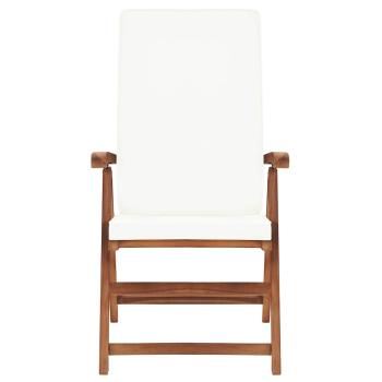 Klappbare Liegest?hle mit Kissen, 2 St?ck, Massivholz Teak, Creme