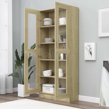 Vitrinenschrank Sonoma-Eiche 82,5x30,5x185 cm Holzwerkstoff
