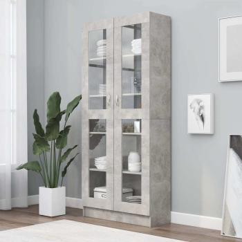ARDEBO.de - Vitrinenschrank Betongrau 82,5x30,5x185 cm Holzwerkstoff