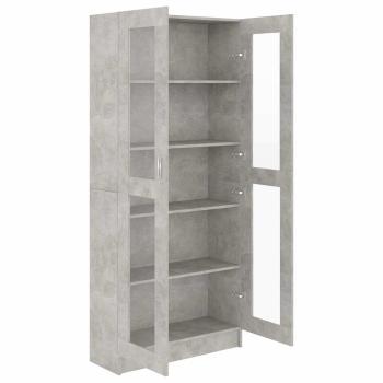 Vitrinenschrank Betongrau 82,5x30,5x185 cm Holzwerkstoff