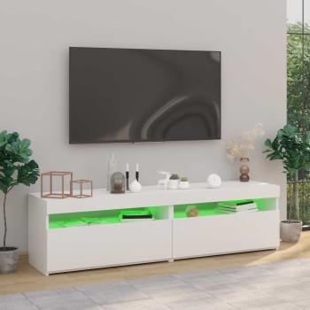 TV-Schränke 2 Stk. mit LED-Leuchten Weiß 75x35x40 cm