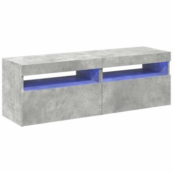 TV-Schränke LED-Leuchten 2 Stk. Betongrau 60x35x40 cm