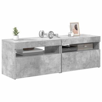 TV-Schränke LED-Leuchten 2 Stk. Betongrau 60x35x40 cm