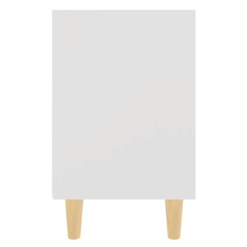 Nachttisch mit Massivholz-Beinen Weiß 40x30x50 cm