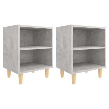 Nachttische mit Massivholz-Beinen 2 Stk. Betongrau 40x30x50 cm