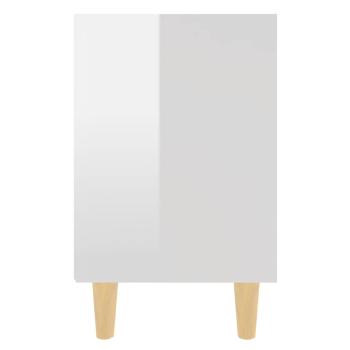 Nachttische Massivholz-Beinen 2 Stk. Hochglanz-Weiß 40x30x50cm