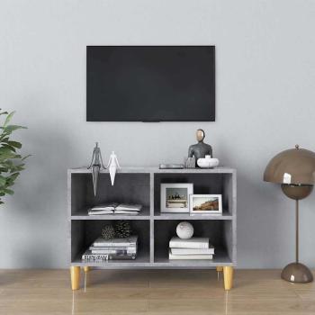 ARDEBO.de - TV-Schrank mit Massivholz-Beinen Betongrau 69,5x30x50 cm