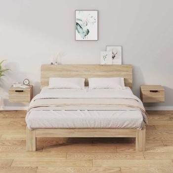 ARDEBO.de - Wand-Nachttische 2 Stk. Sonoma-Eiche 34x30x20 cm