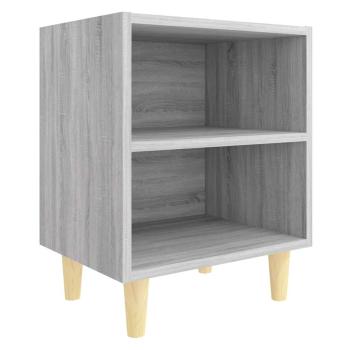 Nachttisch mit Massivholz-Beinen Grau Sonoma 40x30x50 cm