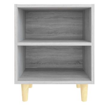 Nachttisch mit Massivholz-Beinen Grau Sonoma 40x30x50 cm