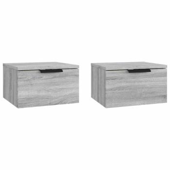 Wand-Nachttische 2 Stk. Grau Sonoma 34x30x20 cm