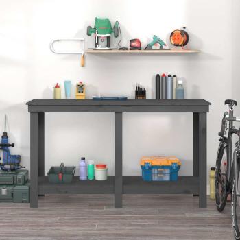 Werkbank Grau 140x50x80 cm Massivholz Kiefer