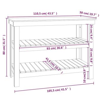 Werkbank Weiß 110,5x50x80 cm Massivholz Kiefer