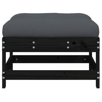 Gartenhocker mit Kissen Schwarz Massivholz Kiefer