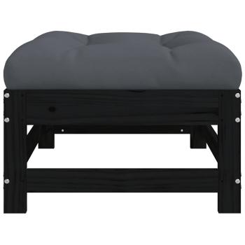 Gartenhocker mit Kissen Schwarz Massivholz Kiefer