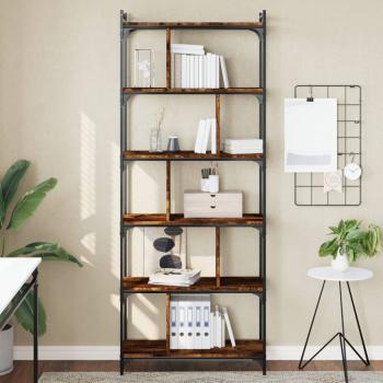 ARDEBO.de - B?cherregal 6 B?den R?uchereiche 76x32x192 cm Holzwerkstoff