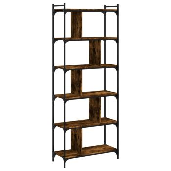 B?cherregal 6 B?den R?uchereiche 76x32x192 cm Holzwerkstoff