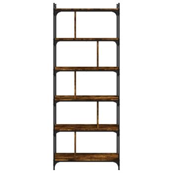 B?cherregal 6 B?den R?uchereiche 76x32x192 cm Holzwerkstoff